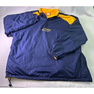 VTG West Virginia Mountaineers 90s Pullover Windbreaker Jacket XL Navy Yellow P2